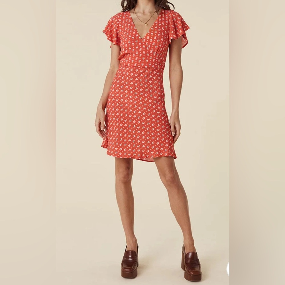 Spell Yellow Rose Bias Mini Floral  Dress size Medium
